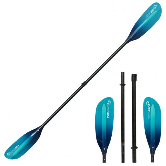 ExtaSea Pro Tour Carbon Vario Doppelpaddel | 220-240cm | 4-teilig | Blue-light Blue 1 ExtaSea Pro Tour Carbon Vario Doppelpaddel | 220-240cm | 4-teilig | Blue-light Blue