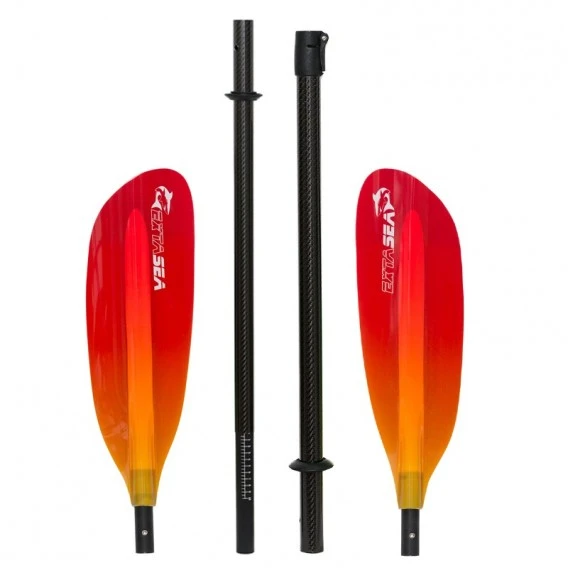 ExtaSea Pro Tour Carbon Vario Doppelpaddel | 220-240cm | 4-teilig | Red-yellow 2 ExtaSea Pro Tour Carbon Vario Doppelpaddel | 220-240cm | 4-teilig | Red-yellow – Bild 2