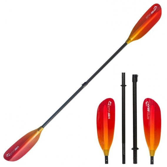 ExtaSea Pro Tour Carbon Vario Doppelpaddel | 220-240cm | 4-teilig | Red-yellow 1 ExtaSea Pro Tour Carbon Vario Doppelpaddel | 220-240cm | 4-teilig | Red-yellow